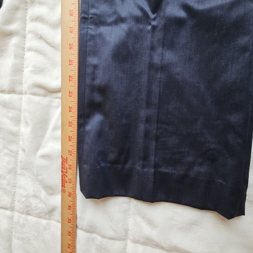 Classiques Entier Navy Blue Wool Silk Blend Wide Leg Dress Pants Trousers 10 - Picture 10 of 12
